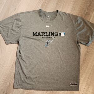 Nike Dri Fit Vintage Old School Gray Marlins Baseball Tee